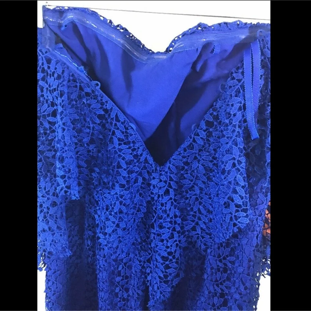 NEW Free People Lemoncello Lace Overlay Jumpsuit in Cobalt Blue‎ [SZ 6 ]
